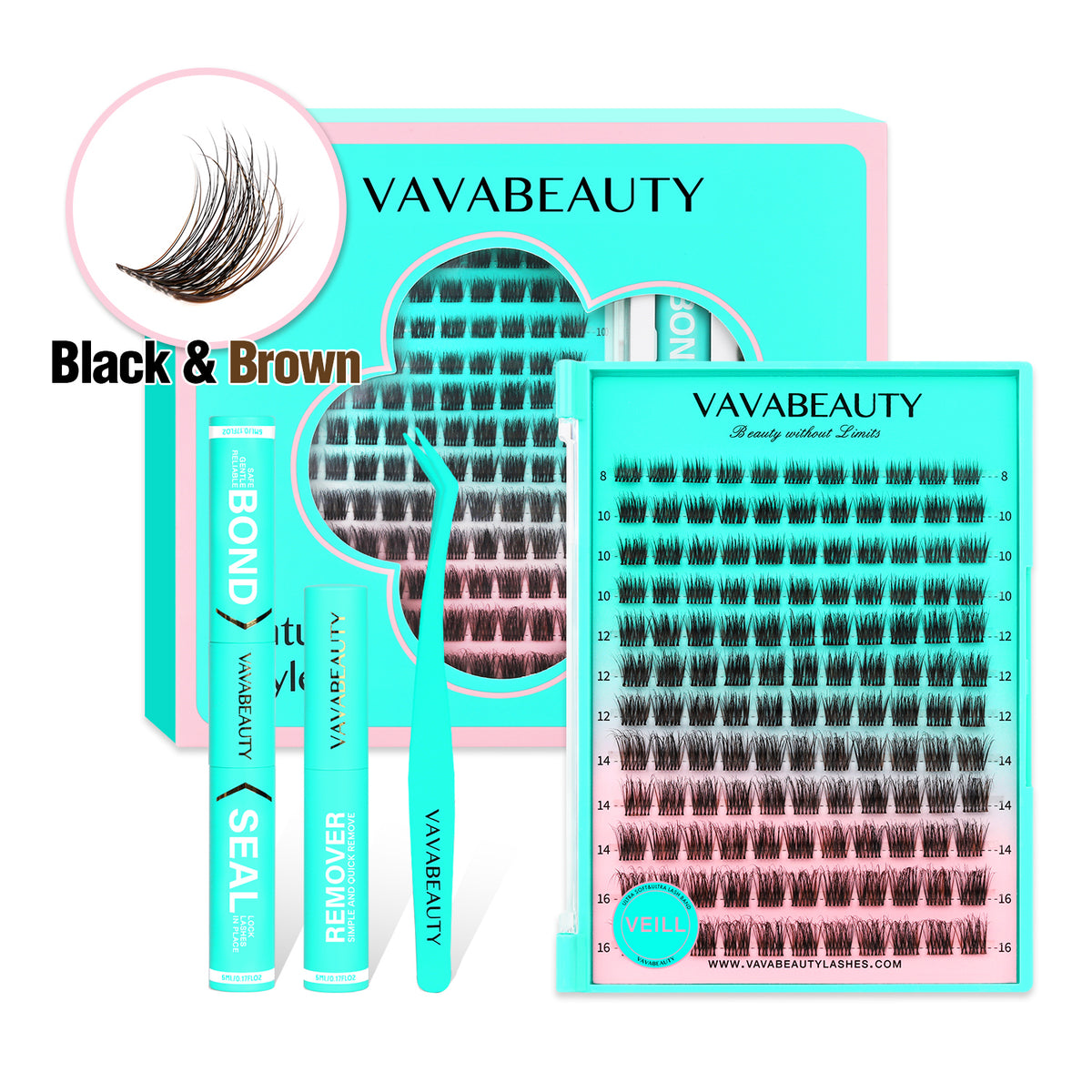VEILL Black&amp;Brown Lash Clusters