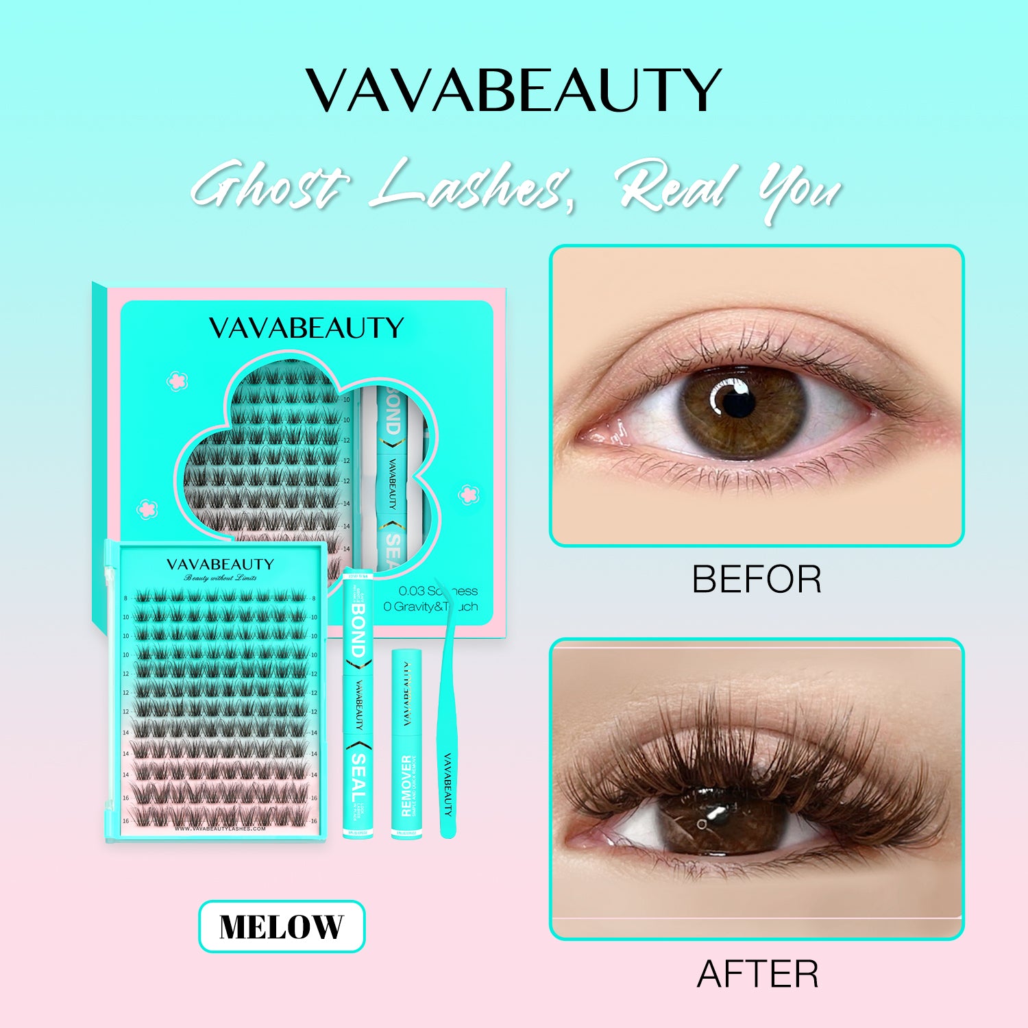 MELOW Black&amp;Brown Lash Clusters
