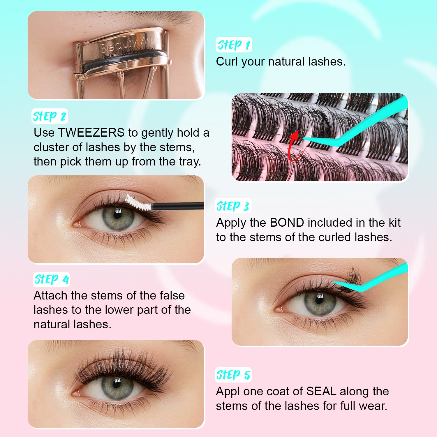VEILL Black&amp;Brown Lash Clusters