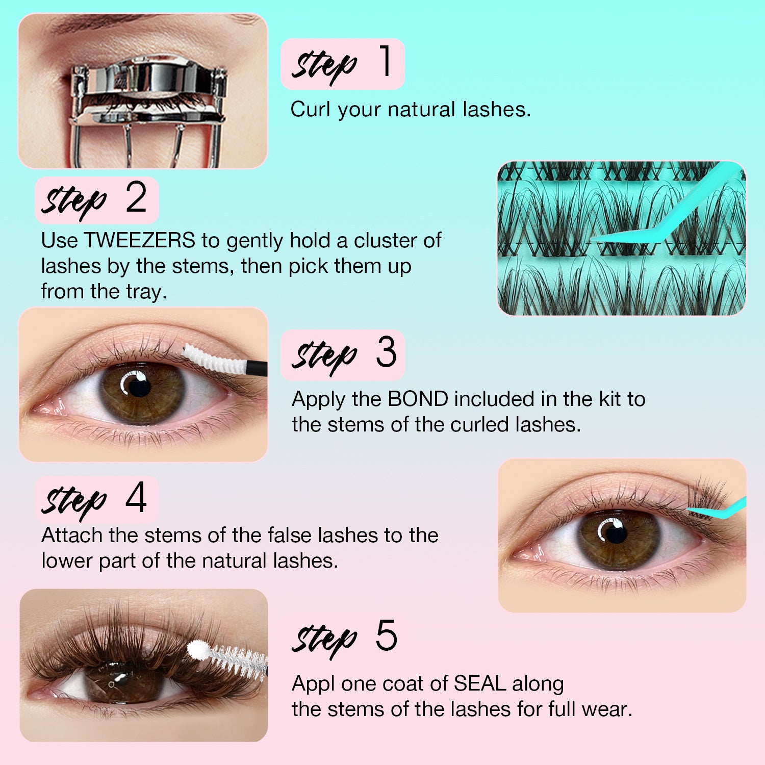 MELOW Black&amp;Brown Lash Clusters
