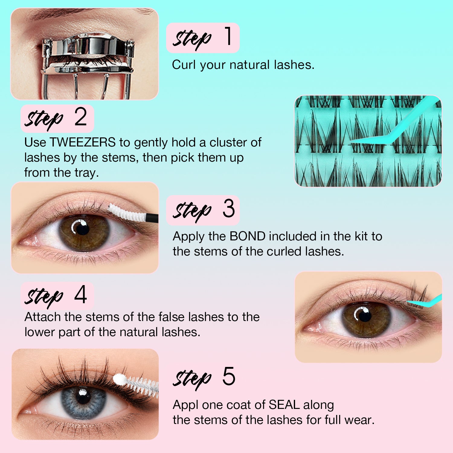 MOCHA Black&amp;Brown Lash Clusters