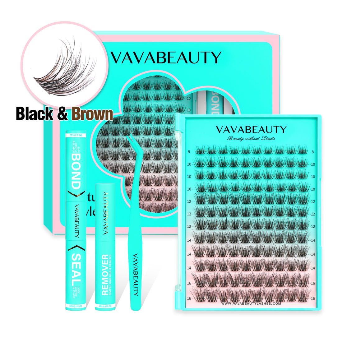 MELOW Black&amp;Brown Lash Clusters